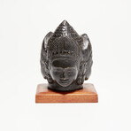 Antique Hindu Brass Three-Faced Shiva / Shivalingam