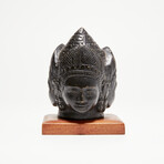 Antique Hindu Brass Three-Faced Shiva / Shivalingam