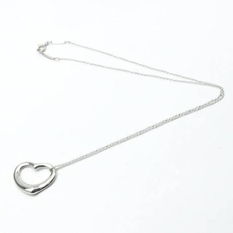 Tiffany & Co. // Platinum Open Heart Diamond Necklace // 15.35" // Store Display