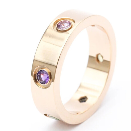 Cartier // 18k Rose Gold Love Amethyst + Garnet + Sapphire Ring // Ring Size: 7.25 // Store Display