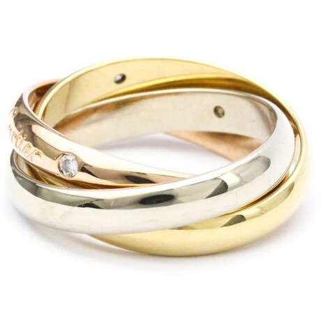 Cartier // 18k Rose Gold + 18k White Gold + 18k Yellow Gold Trinity Diamond Ring // Ring Size: 6.25 // Store Display