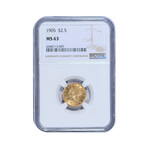 1905 $2.5 Liberty Head Gold Piece // NGC Certified MS63 // Deluxe Collector's Pouch