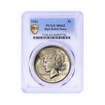 1921 Peace Silver Dollar // PCGS Certified MS62 // Deluxe Collector's Pouch