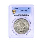 1880-CC Morgan Silver Dollar // PCGS MS61 // Deluxe Collector's Pouch