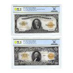 1922 $10 & $20 Large Size Gold Certificate // Set of 2 // PMG Certified Very Fine 30
