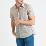 Sheril Short Sleeve Button-Up // Neon Green Grid (L)