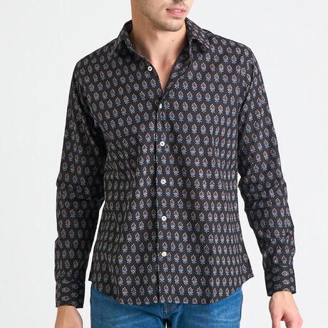 Amir Long Sleeve Button-Up // Black Paisley Print (S)