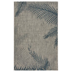 Coastal Palm Leaf Rug // Teal + Gray (7'L x 5'W)