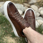36'S Croc Leather Low Top Sneaker // Cognac Croco (US: 9.5)