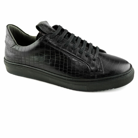 36'S Croc Leather Low Top Sneaker // Black Croco (US: 7)