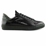 36'S Croc Leather Low Top Sneaker // Black Croco (US: 10.5)