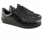 36'S Croc Leather Low Top Sneaker // Black Croco (US: 9.5)