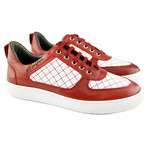 2'S Studio Garda Leather Low Top Sneaker // Red + White (US: 10.5)