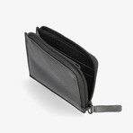 Stockholm Leather Card Holder with Zipper // Black