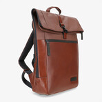 Malmö Leather Courier Backpack // Cognac