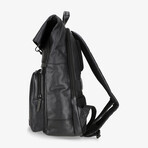 Stockholm Leather Courier Backpack V2 // Black