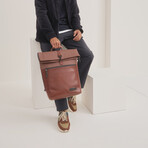 Malmö Leather Courier Backpack // Cognac