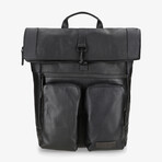 Stockholm Leather Courier Backpack V2 // Black