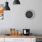 Mari ART DECO Wall Clock // Silver + Black