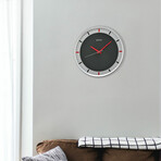 Mari ART DECO Wall Clock // Silver + Black
