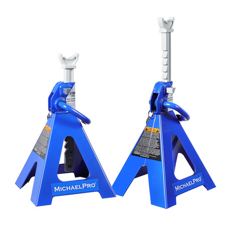 3 Ton Double Pin Jack Stands  Premium Forged Steel Ratchet Bar