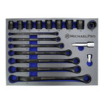 18PC Black Oxide Bolt Extractor Offset Wrench and Socket Set (Metric)