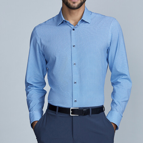 Phoenix Long Sleeve Button Up Shirt // White + Blue Geo (S)