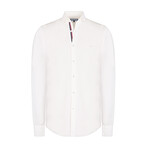 Solid Linen Long Sleeve Button Up Shirt // White (3XL)