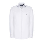 Solid Long Sleeve Button Up Shirt // White (M)