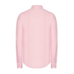 Solid Linen Long Sleeve Button Up Shirt // Pink (L)