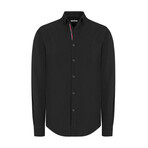 Solid Linen Long Sleeve Button Up Shirt // Black (L)