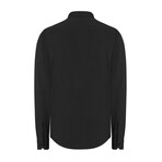 Solid Linen Long Sleeve Button Up Shirt // Black (L)