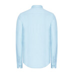 Solid Linen Long Sleeve Button Up Shirt // Light Blue (S)