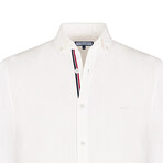Solid Linen Long Sleeve Button Up Shirt // White (L)