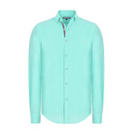Solid Linen Long Sleeve Button Up Shirt // Mint (2XL)