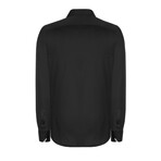 Solid Long Sleeve Button Up Shirt // Black (3XL)