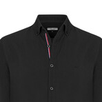Solid Linen Long Sleeve Button Up Shirt // Black (M)