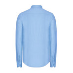 Solid Linen Long Sleeve Button Up Shirt // Blue (2XL)