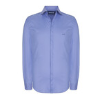 Solid Long Sleeve Button Up Shirt // Blue (L)