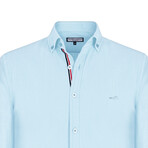 Solid Linen Long Sleeve Button Up Shirt // Light Blue (3XL)