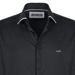 Solid Long Sleeve Button Up Shirt // Black (3XL)