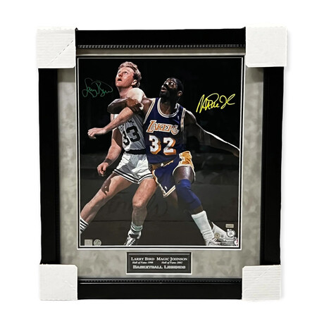 Magic Johnson & Larry Bird // Los Angeles Lakers + Boston Celtics // Autographed Photograph + Framed