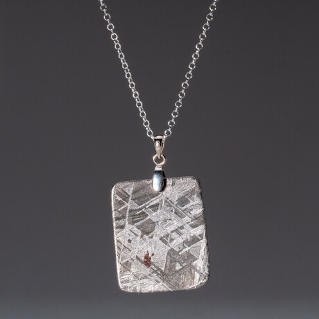 Genuine Natural Muonionalusta Meteorite Pendant with 18" Sterling Silver Chain