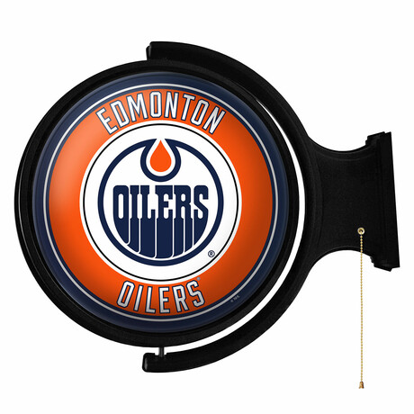 Edmonton Oilers: Original Round Rotating Lighted Wall Sign