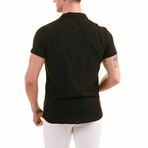 Camp Collar Solid Button Down Men's Shirt // Black (3XL)