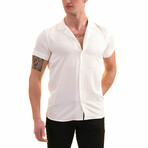 Camp Collar Solid Button Down Men's Shirt // White (L)