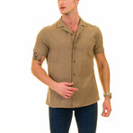 Solid Camp Collar Men's Hawaiian Shirt // Tan (2XL)