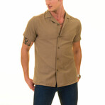 Solid Camp Collar Men's Hawaiian Shirt // Tan (XL)