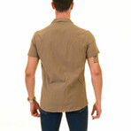 Solid Camp Collar Men's Hawaiian Shirt // Tan (M)