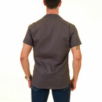 Solid Camp Collar Men's Hawaiian Shirt // Dark Brown (S)